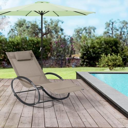 Ligstoel Almaluez schommelstoel 153x63x80,5 cm beige set van, Tuin en Terras, Ligbedden, Verzenden