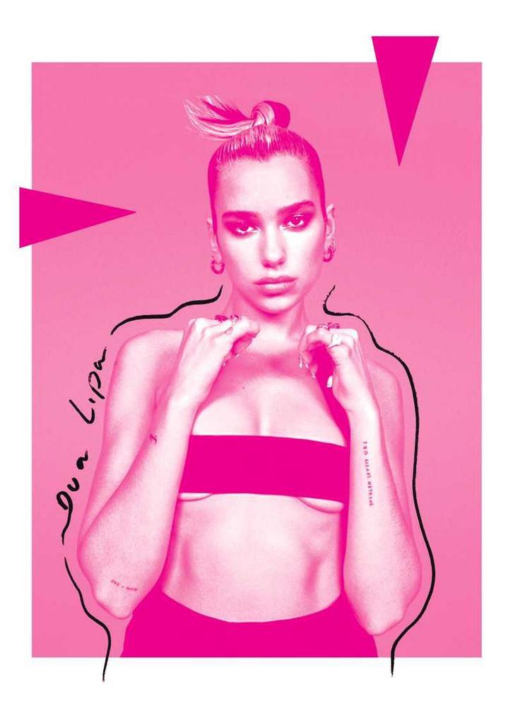 Posters - Poster Dua Lipa - Dua Lipa - Roze, Verzamelen, Muziek, Artiesten en Beroemdheden, Zo goed als nieuw, Verzenden