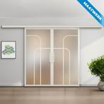 Dubbele stalen Schuifdeuren met koofsysteem Wit 4 Vlaks rond, Nieuw, Metaal