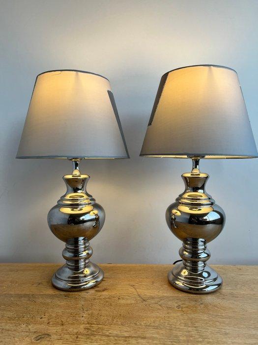 Tafellamp (2) - XL zilverkleurige glazuurde tafellampen -, Antiek en Kunst, Curiosa en Brocante
