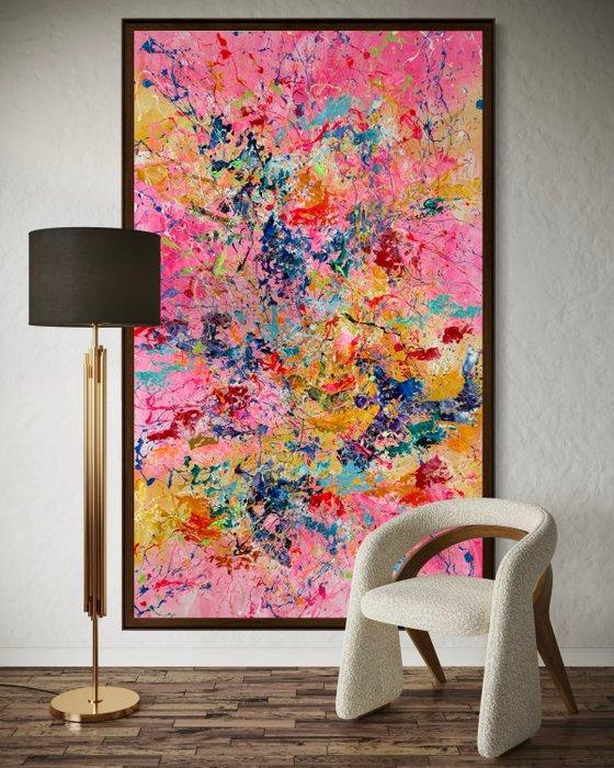 Ivanka Matiss - Pink composition N:16 XXL, Antiek en Kunst, Kunst | Schilderijen | Modern