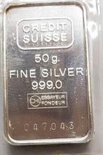 50 gram - Zilver .999 - Credit Suisse  (Zonder Minimumprijs), Postzegels en Munten, Edelmetalen en Baren