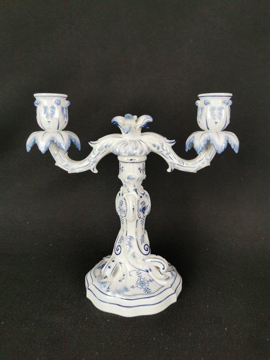 Meissen - Meissen cipolla blu - Portacandela a 2 fiamme H, Antiek en Kunst, Antiek | Glas en Kristal