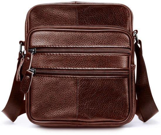 THL Design Leren Schoudertas Heren Dames donkerbruin, Sieraden, Tassen en Uiterlijk, Tassen | Schoudertassen, Bruin, Nieuw, Overige merken