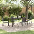 vidaXL 5-delige Tuin Eettafelset - Donkergrijs Staal, Verzenden, Nieuw