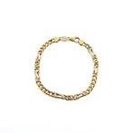 18 Krt. Bicolor gouden schakel armband; 21,5 cm | Mancini, Ophalen of Verzenden, Gebruikt, Overige kleuren, Goud