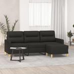 vidaXL Driezitsbank met voetenbank 180 cm stof zwart, Verzenden, 150 tot 200 cm, Stof, Driepersoons