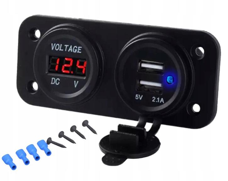 Accu voltmeter + 2 USB poorten - PLS37B, Auto diversen, Auto-accessoires, Nieuw, Ophalen of Verzenden