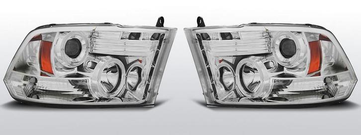 Koplampen | Dodge | Ram 2009-2018 | Angel Eyes | chroom, Auto-onderdelen, Verlichting, Nieuw, Dodge, Verzenden