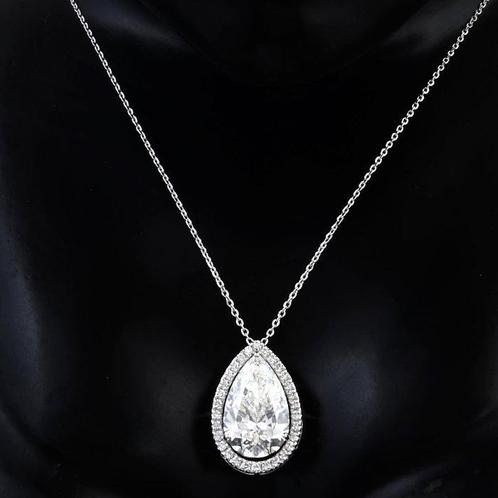 Ketting met hanger - 14 karaat Witgoud - 4.80ct. tw. Diamant, Sieraden, Tassen en Uiterlijk, Antieke sieraden