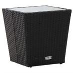 vidaXL Theetafel 41,5x41,5x43 cm poly rattan en gehard glas, Tuin en Terras, Verzenden, Nieuw