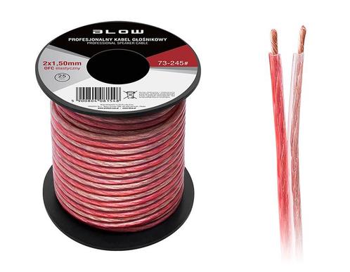 HQ luidsprekerkabel 2 x 1.50 mm transparant/rood op rol 25 m, Doe-het-zelf en Verbouw, Elektra en Kabels, Kabel of Snoer, Nieuw