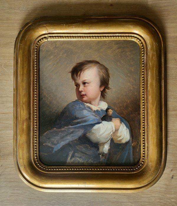 Ecole Française Début XIXe - Le jeune garçon à la poupée, Antiek en Kunst, Kunst | Schilderijen | Klassiek