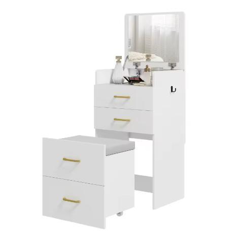 Ruimtebesparende Kaptafel met Spiegel, Kruk en Opberglades, Huis en Inrichting, Tafels | Kaptafels, Nieuw, Verzenden