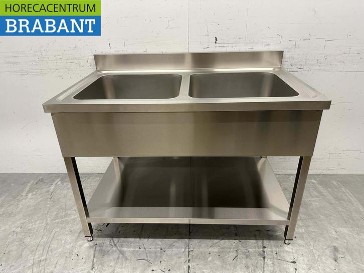 RVS HCB Spoeltafel Spoelbak Wastafel Dubbele spoelbakken 120, Zakelijke goederen, Horeca | Keukenapparatuur, Nieuw in verpakking