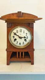 Tafelklok - Art Deco Messing, Glas, eikenhout- Junghans X -