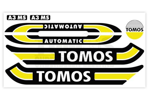 Tomos Stickerset standaard automatic zwart / geel complee..., Fietsen en Brommers, Brommeronderdelen | Algemeen, Nieuw, Ophalen of Verzenden