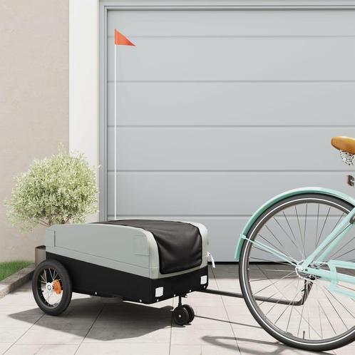 vidaXL Fietstrailer 30 kg ijzer zwart en grijs, Fietsen en Brommers, Fietsaccessoires | Aanhangers en Karren, Nieuw, Verzenden