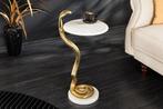 Side table WILDLIFE COBRA 60cm goud wit marble - 44830, Huis en Inrichting, Tafels | Sidetables, Ophalen of Verzenden, Nieuw