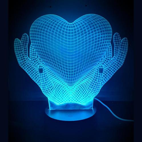 3D LED LAMP - LOVE HANDS MET HART, Huis en Inrichting, Woonaccessoires | Overige