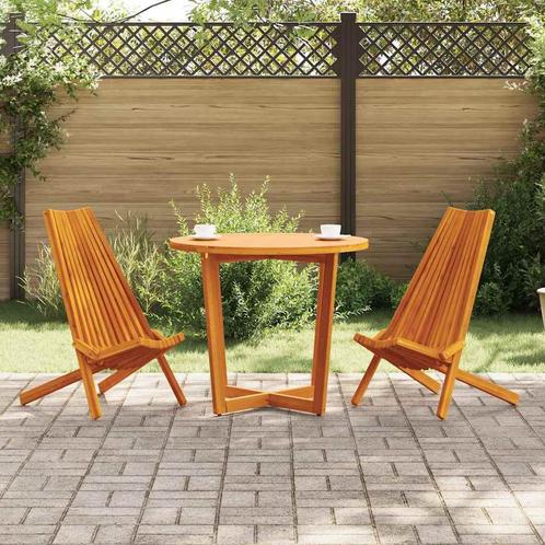 vidaXL Opvouwbare Tuinstoelen 2 pcs Bruin 56 x 69 x 84 m, Tuin en Terras, Tuinstoelen, Nieuw, Verzenden