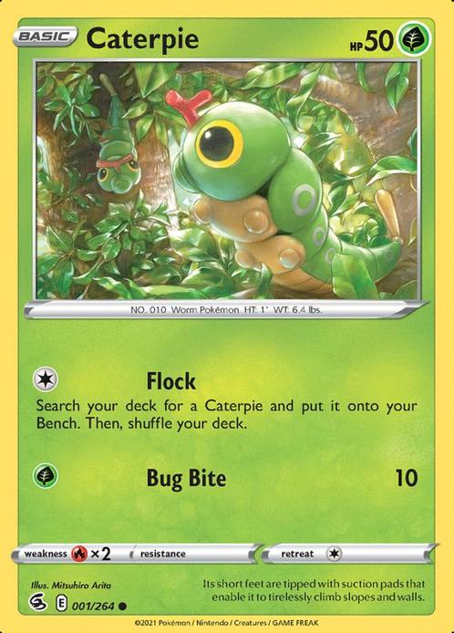 Caterpie 001/264 (Fusion Strike), Hobby en Vrije tijd, Verzamelkaartspellen | Pokémon, Losse kaart, Nieuw, Foil, Ophalen of Verzenden