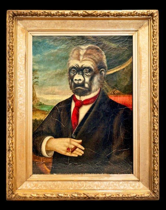 Scuola inglese (XIX) - Ritratto di Sir Gorilla, Antiek en Kunst, Kunst | Schilderijen | Klassiek