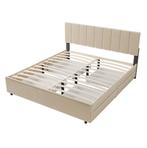 Gestoffeerd Bed Soria - 180 x 200 cm - Beige - Incl. Bedlade, Huis en Inrichting, Slaapkamer | Bedden, Verzenden, Nieuw