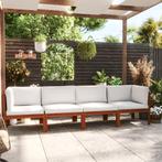 vidaXL 4-zits tuinbank met kussen acaciahout & touw, Tuin en Terras, Tuinsets en Loungesets, Verzenden, Nieuw, Hardhout