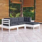 vidaXL 4-delige Loungeset met kussens grenenhout wit, Tuin en Terras, Tuinsets en Loungesets, Verzenden, Nieuw, Loungeset