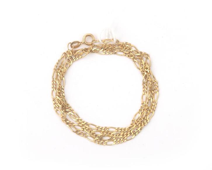 Een 18 krt. geelgouden figaro schakelcollier, Sieraden, Tassen en Uiterlijk, Kettingen, Gebruikt