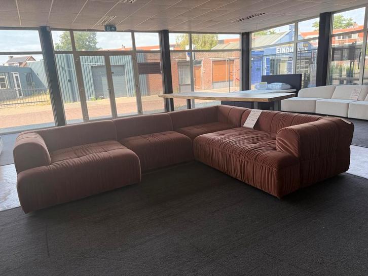 Mega Hoekbank Kairo 4 elementen sofa bruin brique oranje, Huis en Inrichting, Banken | Complete zithoeken, Nieuw, Stof, Ophalen