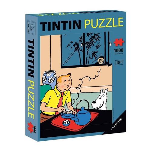 Kuifje Drinkt Thee Puzzel + Poster (1000 stukken), Verzamelen, Stripfiguren, Nieuw, Ophalen of Verzenden