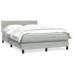 vidaXL Boxspring met matras fluweel lichtgrijs 140x210 cm, Huis en Inrichting, Slaapkamer | Bedden, Verzenden, Nieuw, Grijs, Stof