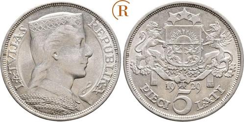 5 Lati 1929 Lettland: (MuntenenBankbiljetten-Europa(geen€), Postzegels en Munten, Munten | Europa | Niet-Euromunten, Verzenden