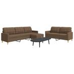 vidaXL 3-delige Loungeset met voetenbank stof bruin, Huis en Inrichting, Verzenden, Nieuw, Vierpersoons of meer, Stof