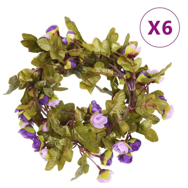 vidaXL Kerstslingers met bloemen 6 st 215 cm lichtpaars, Hobby en Vrije tijd, Feestartikelen, Nieuw, Verzenden