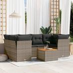 vidaXL 7-delige Loungeset met kussens poly rattan grijs, Verzenden, Nieuw, Rotan, Loungeset