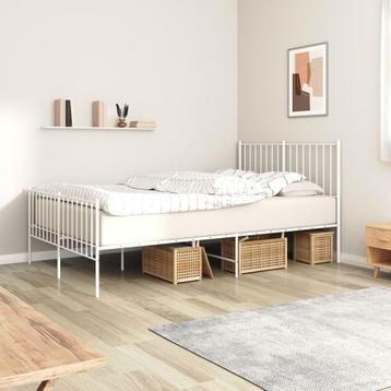 vidaXL Bedframe met hoofd- en voeteneinde metaal wit 120x200 beschikbaar voor biedingen