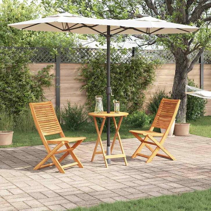 vidaXL Vouw Bistro Set 3 pcs Bruin Massief acaciahout, Tuin en Terras, Tuinsets en Loungesets, Nieuw, Verzenden
