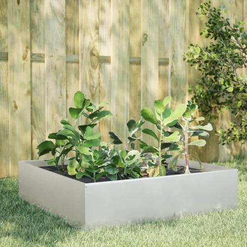 vidaXL Plantenbak verhoogd 100x100x25 cm roestvrijstaal, Tuin en Terras, Bloembakken en Plantenbakken, Nieuw, Metaal, Verzenden