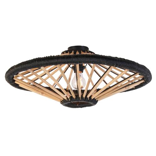 Oosterse plafondlamp bamboe met zwart 60 cm - Evalin, Huis en Inrichting, Lampen | Plafondlampen, Nieuw
