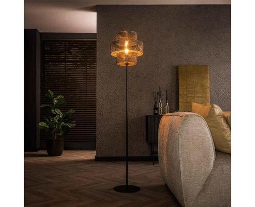 Vloerlamp 1L lantern - Zwart bruin, Huis en Inrichting, Lampen | Vloerlampen, Nieuw, Ophalen of Verzenden