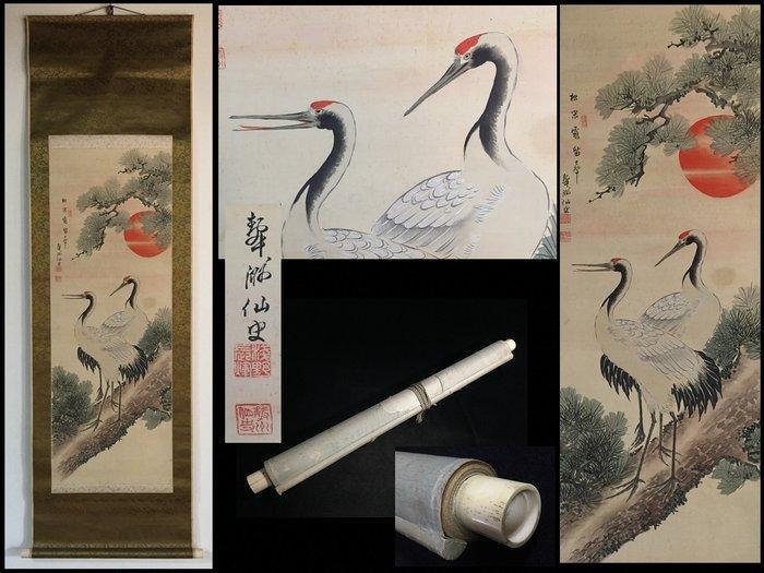 Crane / Japanese Vintage Hanging Scroll KAKEJIKU / Silk /, Antiek en Kunst, Antiek | Overige Antiek