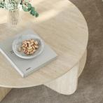 Salontafel Reykhon rond Ø80x41 cm travertijn [en.casa], Huis en Inrichting, Tafels | Salontafels, Verzenden, Nieuw