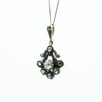 Hanger - 14 karaat Geel goud, Zilver - Diamant, Sieraden, Tassen en Uiterlijk, Antieke sieraden