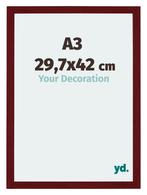 Fotolijst A3 - 29,7x42 cm - Wijnrood Geveegd - MDF - Mura, Verzenden, Nieuw