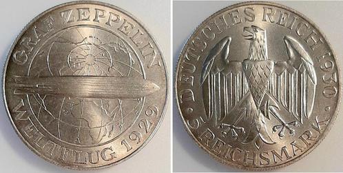 Duitsland 5 Reichsmark Zeppelin 1930a Sammleranfertigung..., Postzegels en Munten, Munten | Europa | Niet-Euromunten, Verzenden