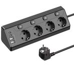 Hoek Stekkerdoos met USB-A en USB-C en 2 m Kabel, Computers en Software, Pc- en Netwerkkabels, Verzenden, Nieuw