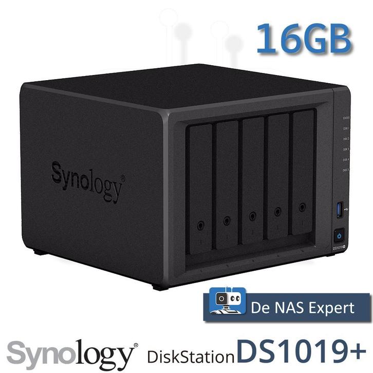 NAS Synology DS1019+ 16GB refurbished, Computers en Software, NAS, Refurbished, Ophalen of Verzenden